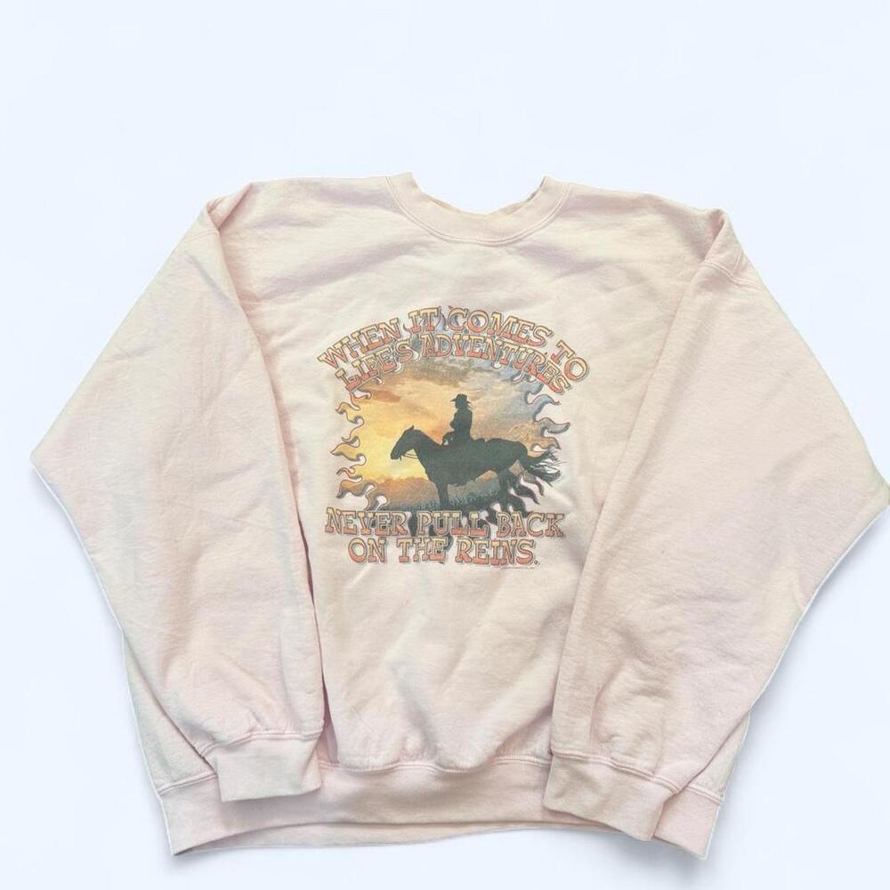 Vintage Western Cowboy Graphic Crewneck – Women’s XL